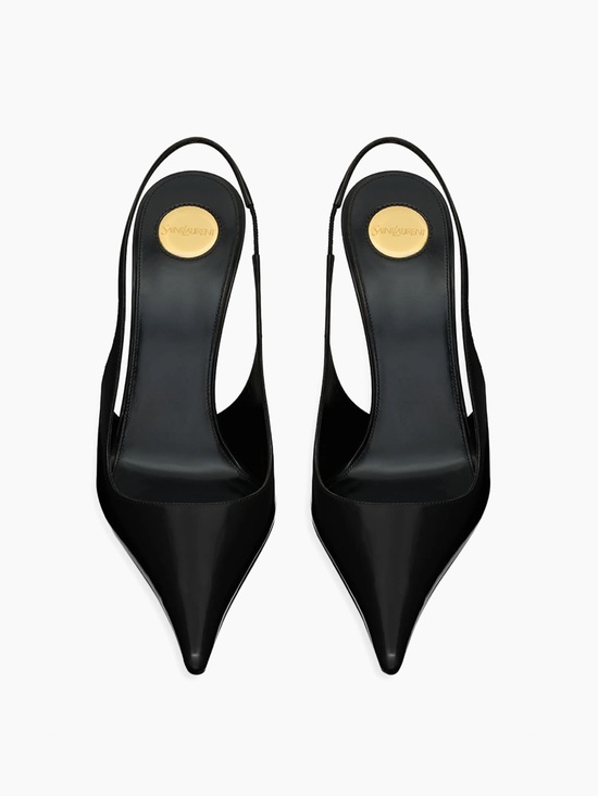 Yves Saint Laurent Shoes - Saint Laurent Vendome Slingback Pumps in Glazed Leather
